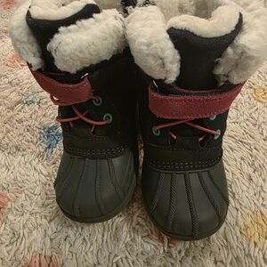 Cat & Jack Black and Pink Kids Snow Boots